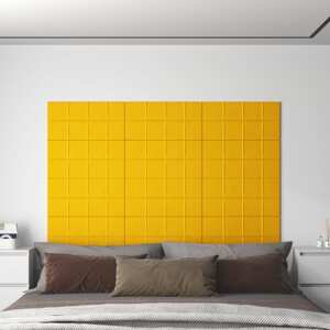 vidaXL Nástenné panely 12 ks žlté 60x30 cm zamat 2,16 m²
