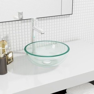 vidaXL Umývadlo tvrdené sklo 30x12 cm priehľadné