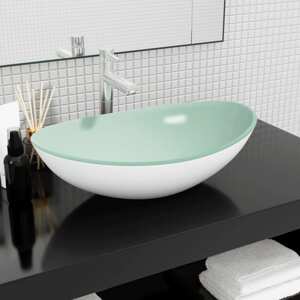 vidaXL Umývadlo tvrdené sklo 54,5x35x15,5 cm biele