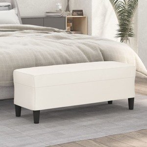 vidaXL Lavička krémová 100x35x41 cm umelá koža