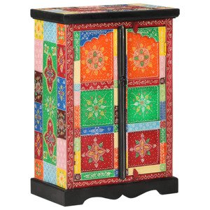 vidaXL Ručne maľovaná komoda s dvierkami 53x30x75cm mangovníkový masív