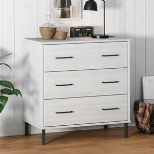 vidaXL Komoda s 3 zásuvkami biela 77x40x79,5 cm masívne drevo OSLO