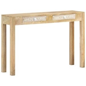 vidaXL Konzolový stolík 110x30x75cm masívne bielené mangovníkové drevo