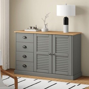vidaXL Komoda so zásuvkami VIGO 113x40x75 cm sivá borovicový masív