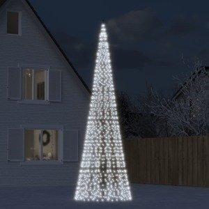 vidaXL LED vianočný stromček na stožiari 1534 LED studená biela 500 cm