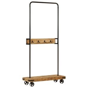 vidaXL Vešiak na oblečenie s kolieskami 90x35x190 cm mango a železo