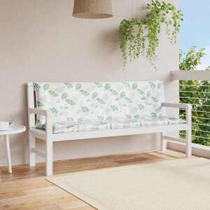 vidaXL Podložky na záhradnú lavičku 2 ks vzor listov 150x50x7 cm látka