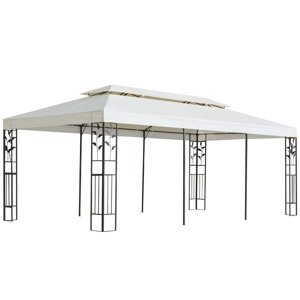 vidaXL Altánok s dvojitou strieškou, biely 6x3 m, oceľ