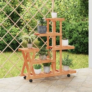 vidaXL Stojan na kvetiny s kolieskami 95x25x101 cm masívna jedľa