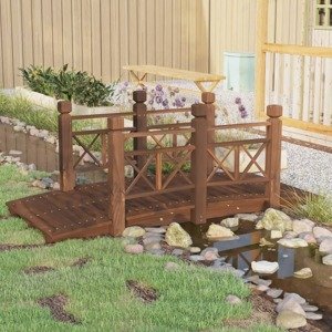 vidaXL Záhradný mostík so zábradlím 150x67x56 cm masívny smrek