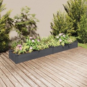 vidaXL Vyvýšený záhon s vložkou sivý 240x45x25 cm jedľový masív