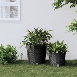 vidaXL Kvetináč s vyberateľnou vložkou antracitový 35/37,5 l PP ratan