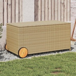 vidaXL Záhradný úložný box s kolieskami mix béžovej 190 l polyratan