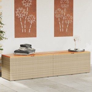 vidaXL Záhradný úložný box, béžový 220x50x54 cm, polyratan a akácia