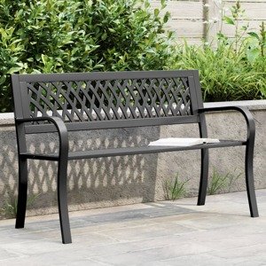 vidaXL Záhradná lavica čierna 120 cm oceľ
