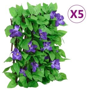 vidaXL Rozťahovacia mriežka s umelým brečtanom 5 ks zelená 180x20 cm