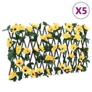 vidaXL Rozťahovacia mriežka s umelým brečtanom 5 ks žltá 180x20 cm