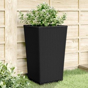 vidaXL Záhradné kvetináče 4 ks, čierne 32,5x32,5x57 cm, PP