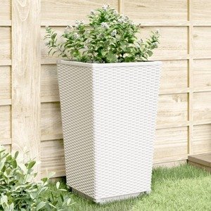 vidaXL Záhradné kvetináče 4 ks biele 32,5x32,5x57 cm PP