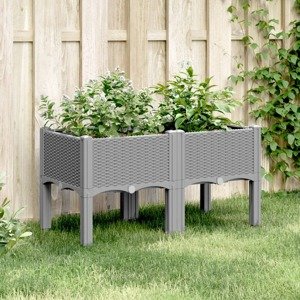 vidaXL Záhradný kvetináč s nohami bledosivý 80x40x42 cm PP