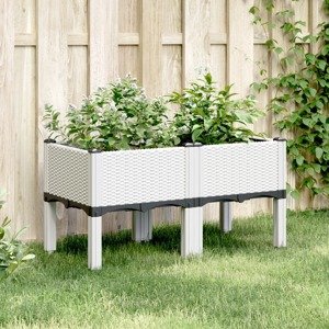 vidaXL Záhradný kvetináč s nohami biely 80x40x42 cm PP
