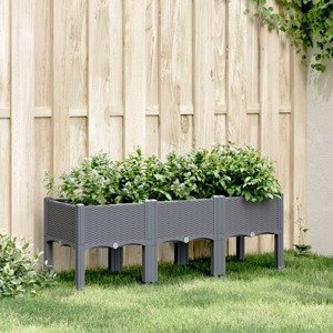 vidaXL Záhradný kvetináč s nohami sivý 120x40x42 cm PP
