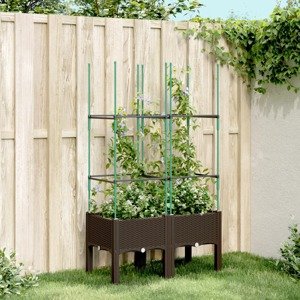 vidaXL Záhradný kvetináč s mriežkou, hnedý 80x40x142,5 cm, PP