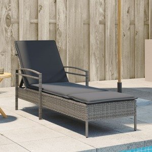 vidaXL Záhradné ležadlo s vankúšmi sivé 63x200x81 cm polyratan