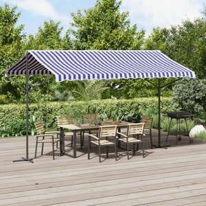 vidaXL Samostatne stojaca markíza modrobiela 400x300 cm látka a oceľ