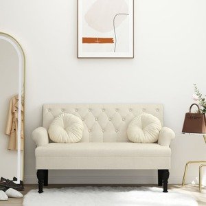 vidaXL Lavička s operadlom 120x62x75,5 cm, ľan