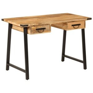 vidaXL Stolík so zásuvkami 105x55x70 cm mangovníkový masív a železo