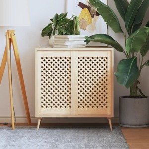 vidaXL Dvere skrinky mriežkový dizajn 2 ks 39,5x69 cm masív borovica