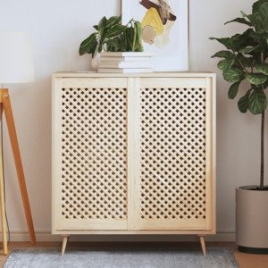 vidaXL Dvere skrinky mriežkový dizajn 2 ks 49,5x99 cm masív borovica