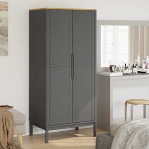 vidaXL Šatník FLORO sivý 77x53x171 cm borovicový masív