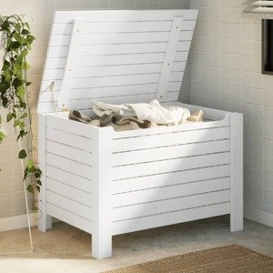 vidaXL Úložný box s vekom RANA biely 80x49x54 cm borovicový masív