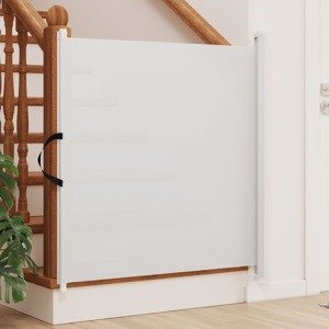 vidaXL Výsuvná bránka pre domáce zvieratá biela 82,5x125 cm