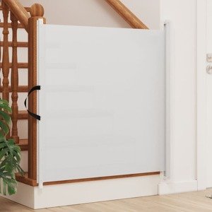 vidaXL Zaťahovacia bránka pre domáce zvieratá biela 117,5x125 cm