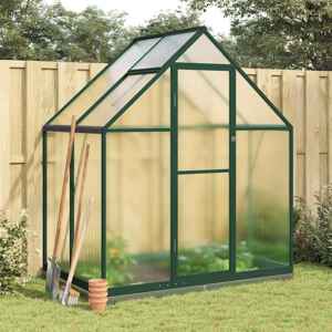 vidaXL Skleník so základovým rámom zelený 169x114x202 cm hliník