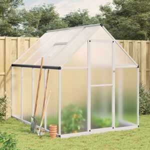 vidaXL Skleník so základovým rámom strieborný 224x169x195 cm hliník