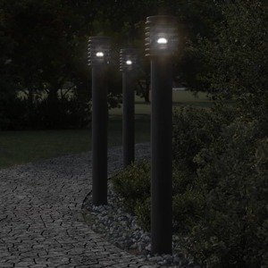 vidaXL Vonkajšie stojace lampy 3 ks čierne 110 cm nehrdzavejúca oceľ