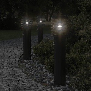 vidaXL Vonkajšie stojace lampy senzor 3 ks čierne 60 cm nehrdzav. oceľ
