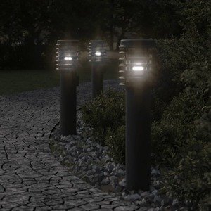 vidaXL Vonkajšia stojaca lampa zásuvka čierna 60 cm nehrdzavejúca oceľ