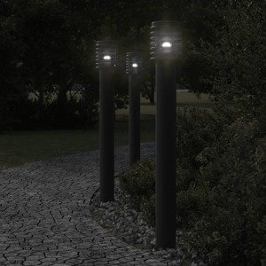 vidaXL Vonkajšie stojace lampy zásuvka 3 ks čierne 110 cm nehrdz. oceľ