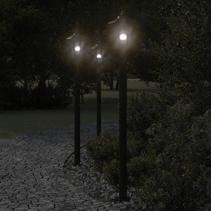 vidaXL Vonkajšie stojace lampy 3 ks čierne 120 cm nehrdzavejúca oceľ