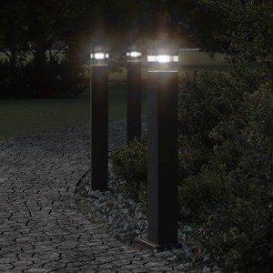 vidaXL Vonkajšie stojace lampy 3 ks čierna 80 cm hliník