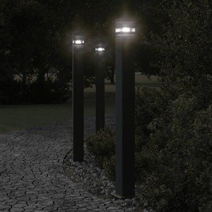vidaXL Vonkajšie stojace lampy 3 ks čierna 110 cm hliník