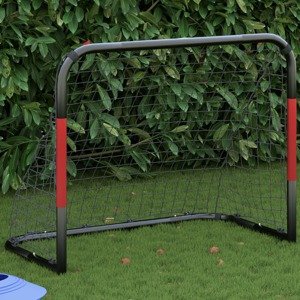 vidaXL Futbalová bránka so sieťou červeno-čierna 90x48x71 cm oceľ