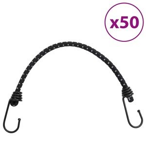 vidaXL Bungee šnúry s reflexnými pásikmi a háčikmi 50 ks 38 cm