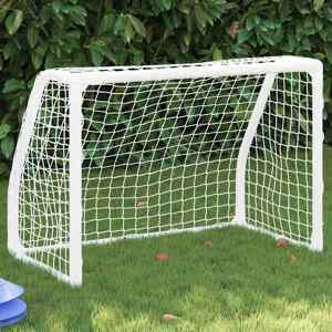 vidaXL Detské futbalové bránky 2 ks s loptou biele 64x35x48 cm kovové