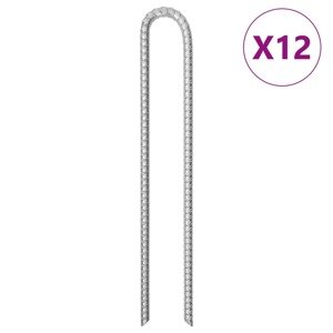 vidaXL Stanové kolíky 12 ks v tvare U 41,5 cm Ø12 mm pozinkovaná oceľ